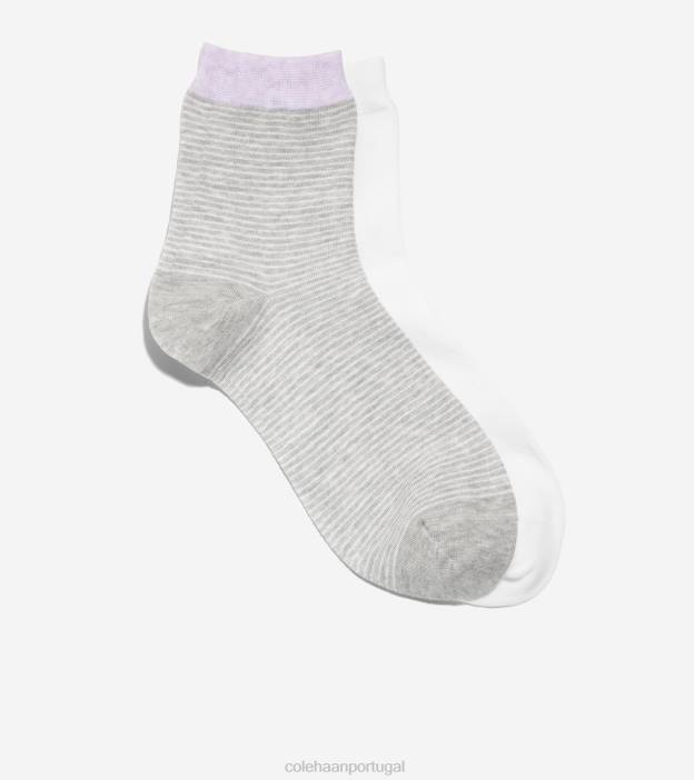 cinza acessórios 8Z8F526 mulheres Cole Haan 2 pares de meias curtas listradas - Image 4