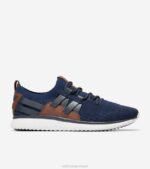 costura de peônia de tinta azul marinho calçados 8Z8F418 homens Cole Haan sapatilha tecido grandmotion