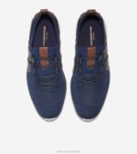 costura de peônia de tinta azul marinho calçados 8Z8F418 homens Cole Haan sapatilha tecido grandmotion - Image 4