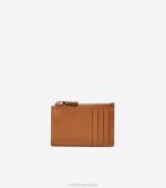 couro british tan pebbled acessórios 8Z8F492 mulheres Cole Haan porta-cartões grandseries com fecho de correr