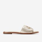 couro dourado calçados 8Z8F63 mulheres Cole Haan sandália com logo flynn