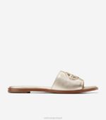 couro dourado calçados 8Z8F63 mulheres Cole Haan sandália com logo flynn