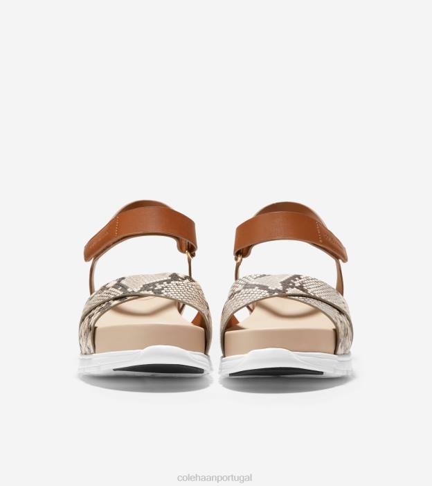 Couro Mel com estampa de cobra calçados 8Z8F83 mulheres Cole Haan sandália cruzada zerogrand - Image 2