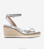 couro prateado calçados 8Z8F28 mulheres Cole Haan sandália espadrille cloudfeel