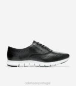 couro preto calçados 8Z8F156 mulheres Cole Haan zerogrand ponta de asa oxford