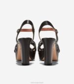couro preto calçados 8Z8F160 mulheres Cole Haan sandália plataforma grove - Image 3