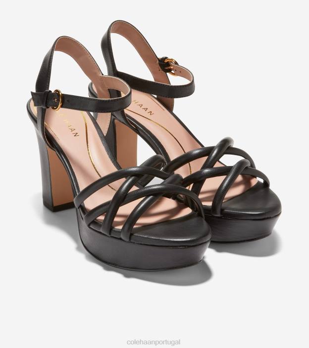 couro preto calçados 8Z8F160 mulheres Cole Haan sandália plataforma grove - Image 5