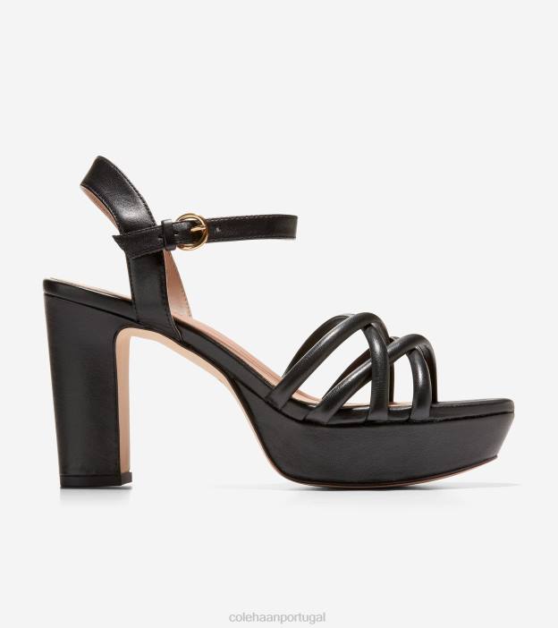 couro preto calçados 8Z8F160 mulheres Cole Haan sandália plataforma grove - Image 1