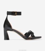 couro preto calçados 8Z8F182 mulheres Cole Haan sandália trançada adela