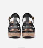 couro preto calçados 8Z8F189 mulheres Cole Haan sandália de cunha cloudfeel para todo o dia - Image 2