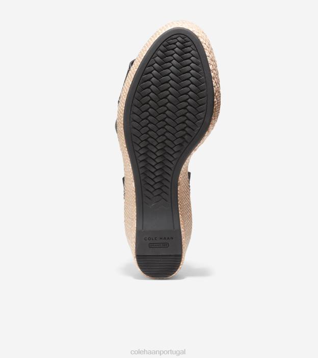 couro preto calçados 8Z8F189 mulheres Cole Haan sandália de cunha cloudfeel para todo o dia - Image 6