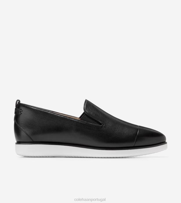couro preto calçados 8Z8F203 mulheres Cole Haan mocassim com salto grande ambição - Image 1