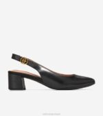 couro preto calçados 8Z8F221 mulheres Cole Haan a bomba slingback de 45 mm