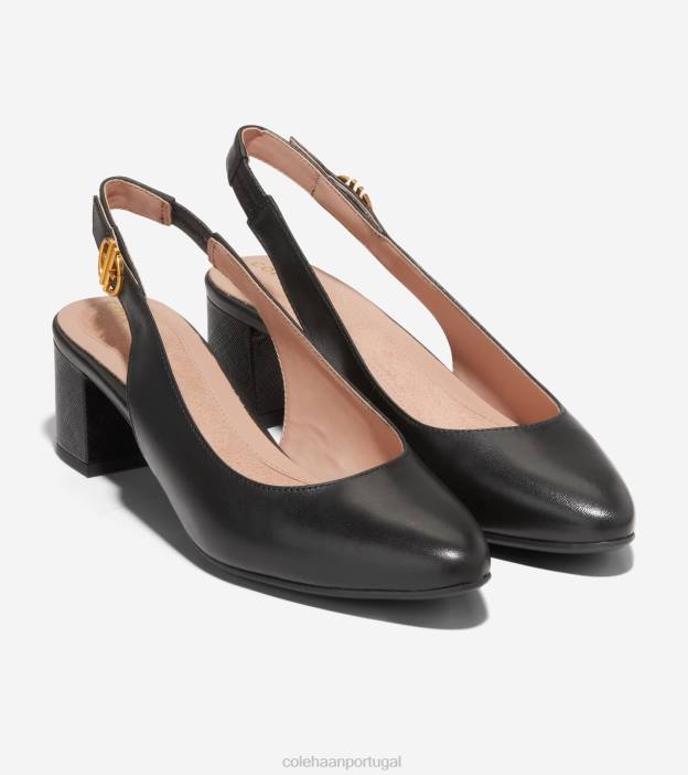 couro preto calçados 8Z8F221 mulheres Cole Haan a bomba slingback de 45 mm - Image 5
