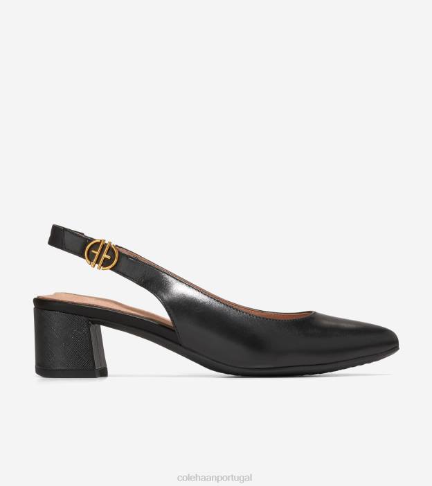 couro preto calçados 8Z8F221 mulheres Cole Haan a bomba slingback de 45 mm - Image 1