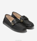 couro preto calçados 8Z8F72 mulheres Cole Haan Evelyn Bow driver - Image 3
