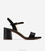 couro preto calçados 8Z8F76 mulheres Cole Haan sandália salto bloco josie