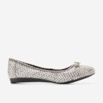 impressão de cobra redonda preto e branco calçados 8Z8F131 mulheres Cole Haan balé arco tova
