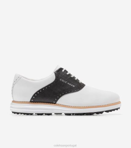 impressão de crocodilo branco e preto calçados 8Z8F470 homens Cole Haan sapatilha de golfe originalgrand saddle
