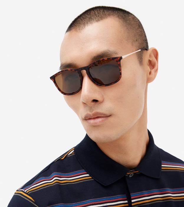 impressão de tartaruga acessórios 8Z8F583 homens Cole Haan óculos de sol quadrados retrô - Image 2