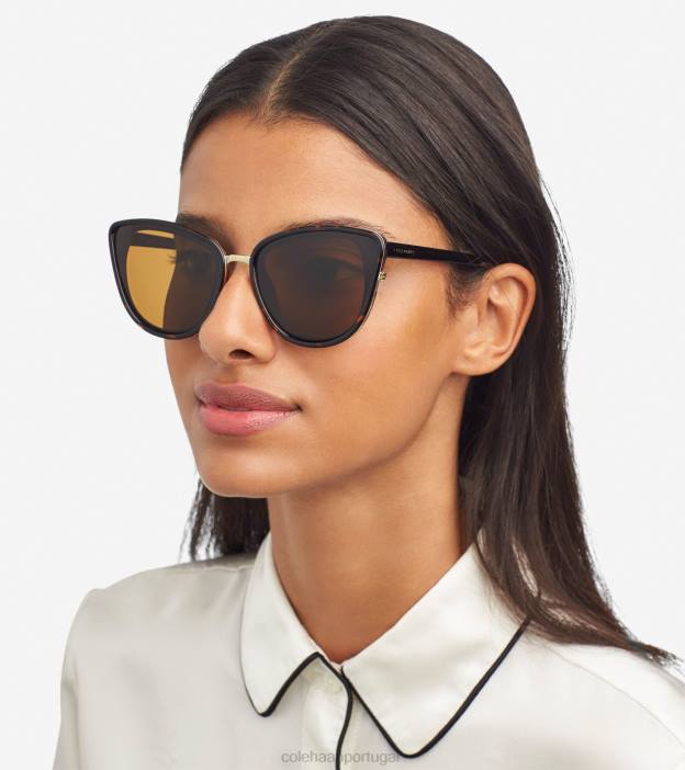 marrom-tartaruga acessórios 8Z8F532 mulheres Cole Haan óculos de sol cateye grandes - Image 2