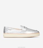 prata metálico-marfim calçados 8Z8F94 mulheres Cole Haan Mocassim Nantucket 2.0 Penny Mocassim
