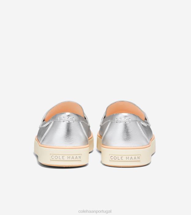 prata metálico-marfim calçados 8Z8F94 mulheres Cole Haan Mocassim Nantucket 2.0 Penny Mocassim - Image 3
