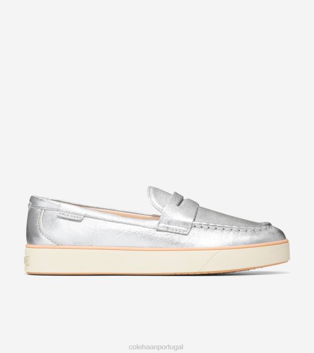 prata metálico-marfim calçados 8Z8F94 mulheres Cole Haan Mocassim Nantucket 2.0 Penny Mocassim - Image 1