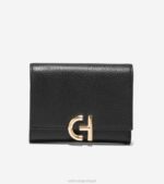 preto acessórios 8Z8F490 mulheres Cole Haan carteira em madeira com três dobras