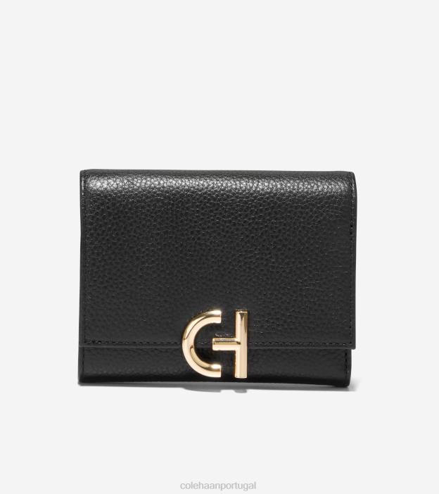 preto acessórios 8Z8F490 mulheres Cole Haan carteira em madeira com três dobras - Image 1