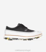 preto-óptico branco calçados 8Z8F484 homens Cole Haan sapato de golfe original grand tour