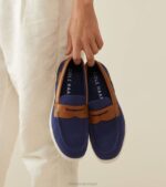 tecido azul marinho bege calçados 8Z8F352 homens Cole Haan nantucket penny mocassim - Image 6