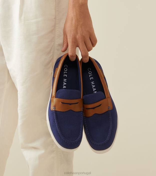 tecido azul marinho bege calçados 8Z8F352 homens Cole Haan nantucket penny mocassim - Image 6