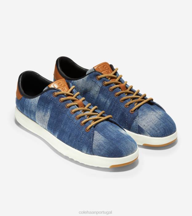 tecido estampado índigo-mesquite couro-marfim calçados 8Z8F148 mulheres Cole Haan tênis grandpro - Image 5